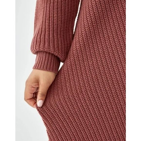 NWT Aritzia Wilfred Seville Merino Wool Sweater Dress Ashy Rose Pink Size Small - Picture 3 of 11